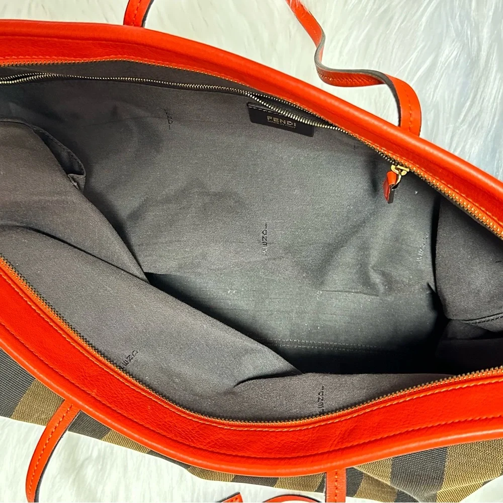 Fendi Women's Striped Tote Bag - orange and Brown - Picture 7 of 16